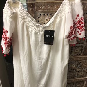 Forever 21+ Off the Shoulder Pom Pom Dress